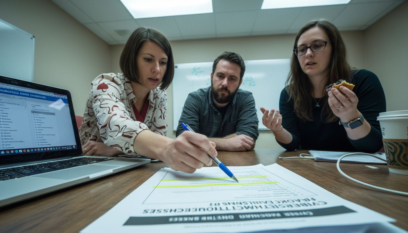 Team reviewing WordPress security checklist