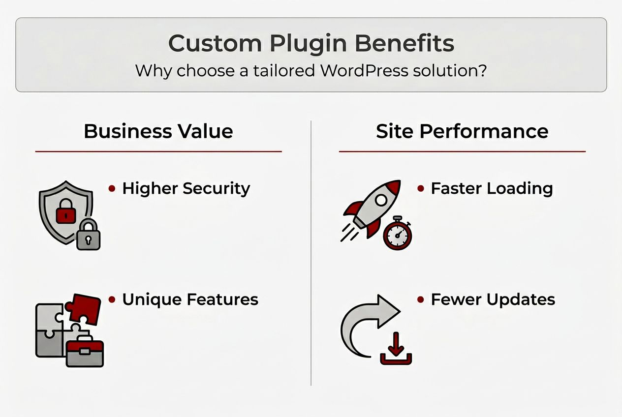 Infographic highlighting custom WordPress plugin benefits