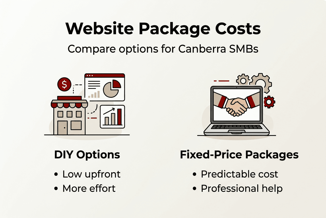 Infographic comparing website package costs for SMBs