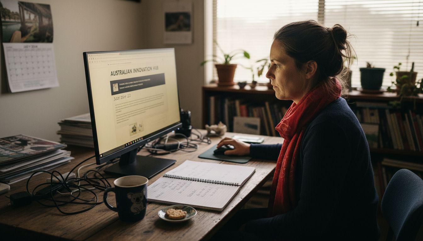 Businesswoman reviewing website features at her desk