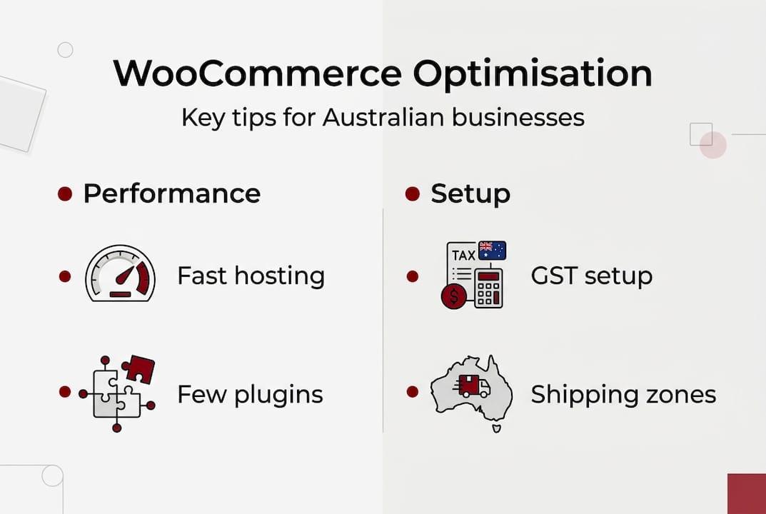 Infographic showing WooCommerce optimisation tips