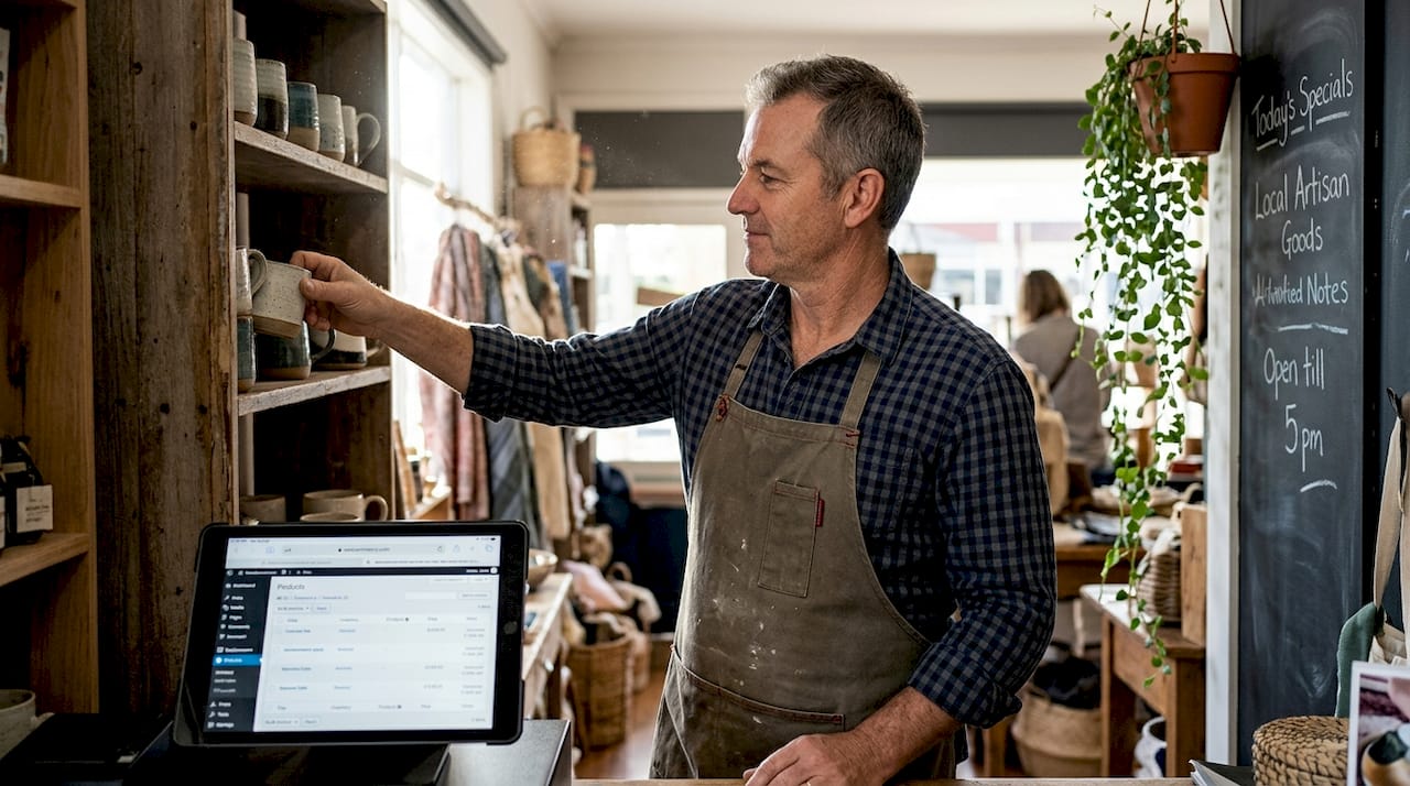 Homewares shop owner updating WooCommerce site