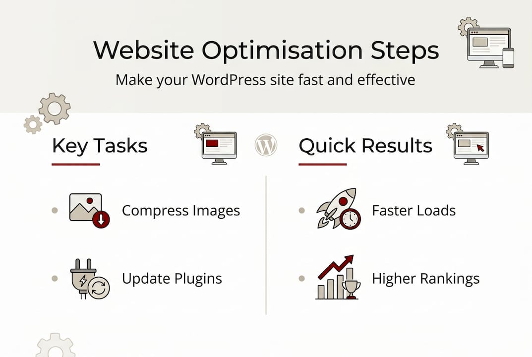 Infographic showing WordPress site optimisation steps