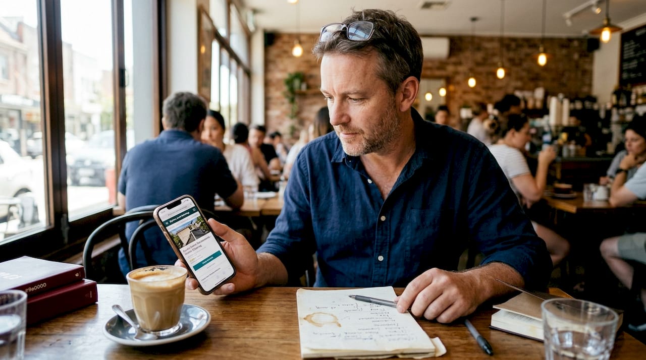 Customer using mobile phone to book service