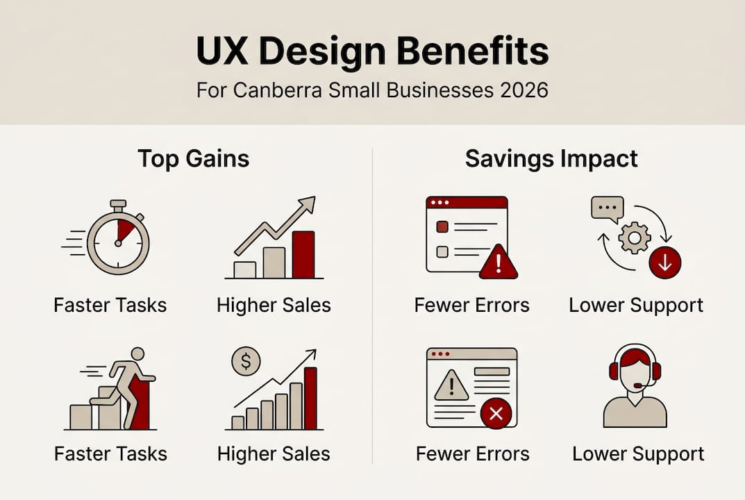 Infographic summarizing UX design benefits for small businesses