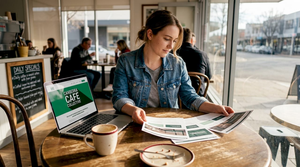 Designer comparing website branding examples