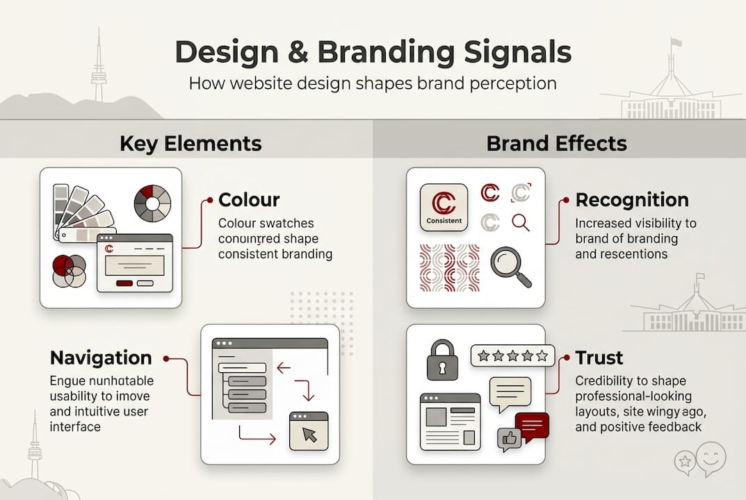Infographic showing web design branding elements