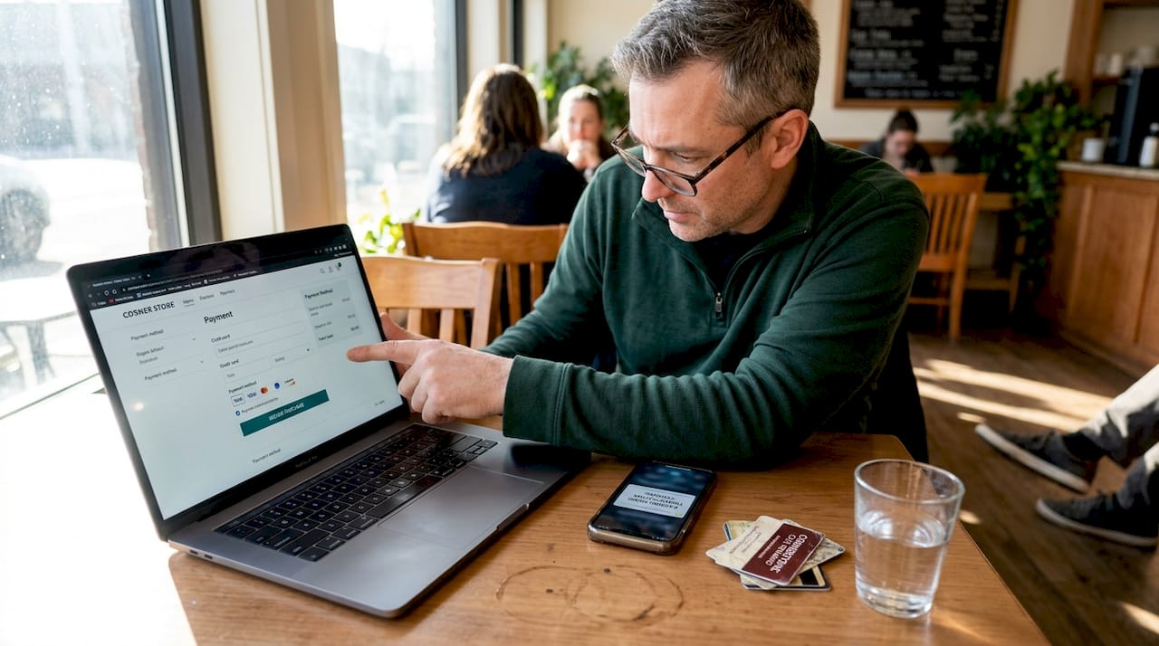 Man configuring online store payment choices