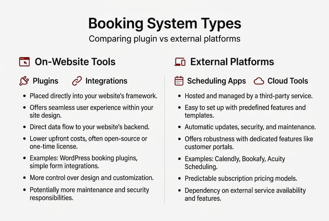 Infographic comparing booking system types