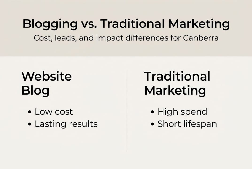 Infographic showing blog vs marketing comparison