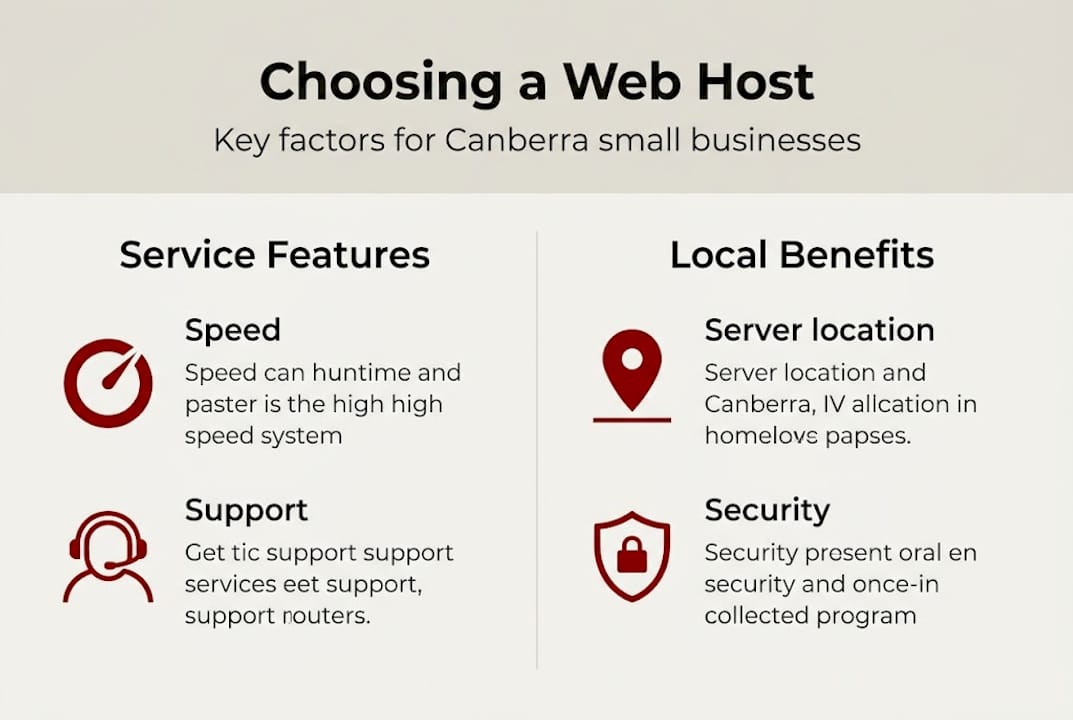 Infographic showing web host key selection criteria