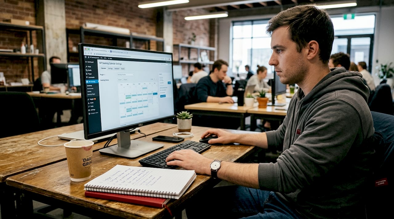 Web designer sets up WordPress booking