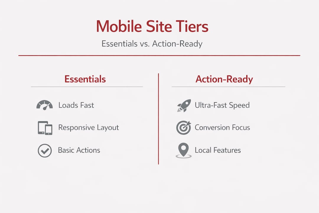 Infographic comparing essential and action-ready mobile features