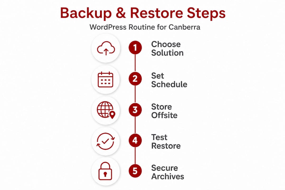 Infographic showing WordPress backup and restore steps