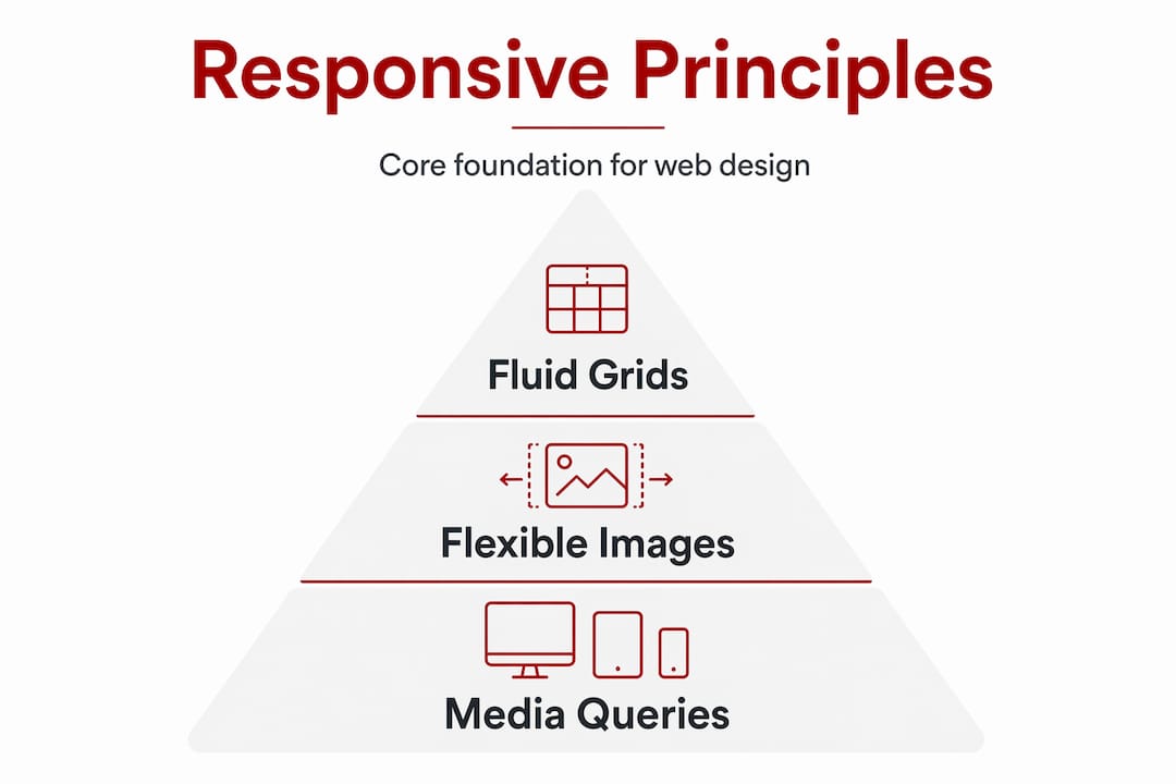 Infographic shows key responsive design pillars