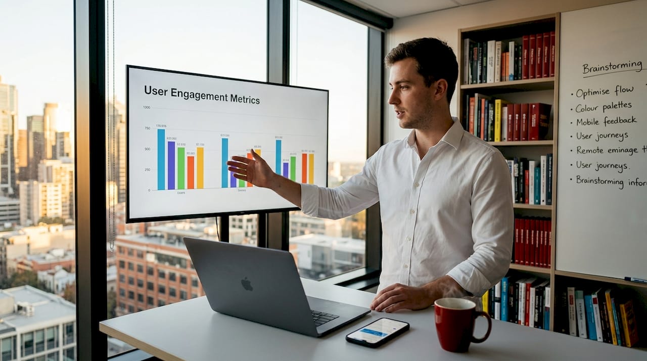 UX specialist analyzing website performance data