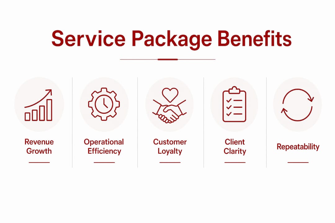 Infographic showing hierarchy of service package benefits