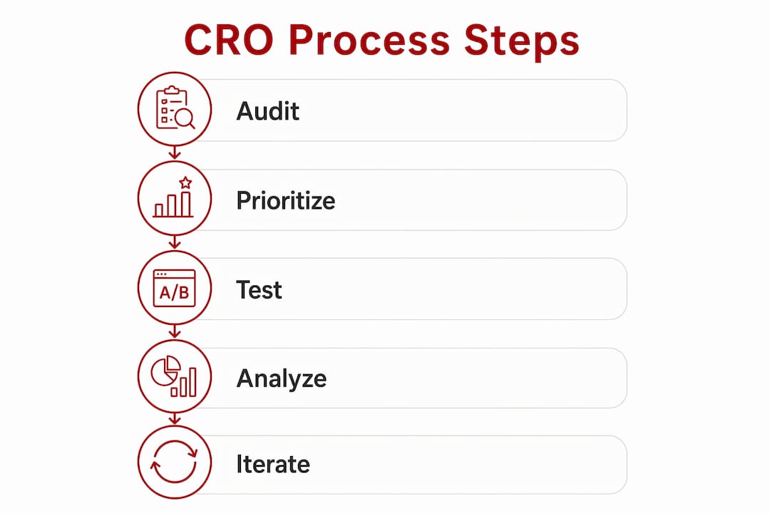 Infographic outlining key conversion optimization steps