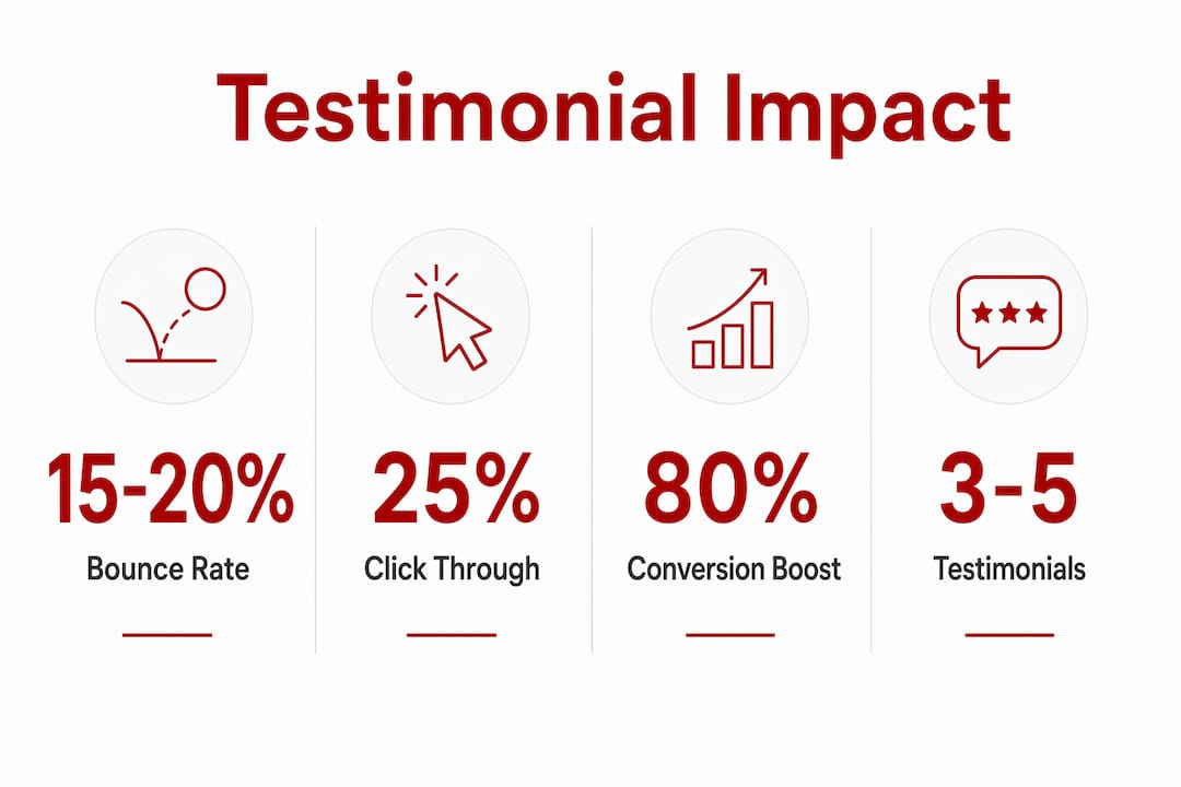 Infographic showing testimonial impact statistics