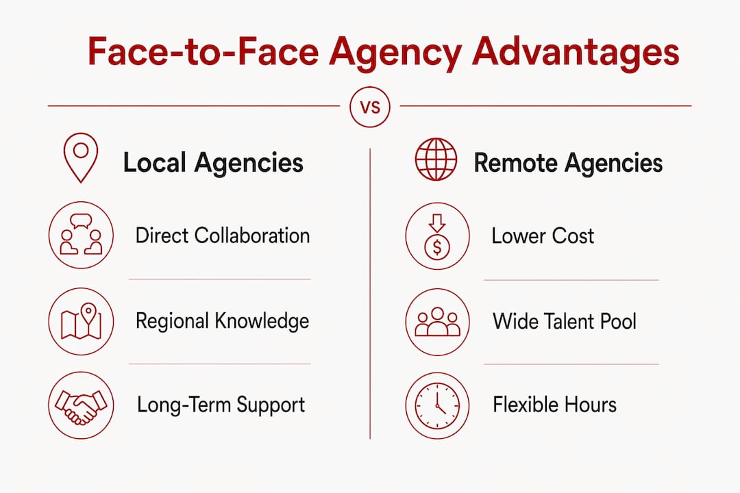 Infographic comparing local and remote web agencies