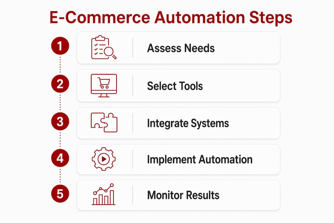 Infographic illustrating steps of e-commerce automation