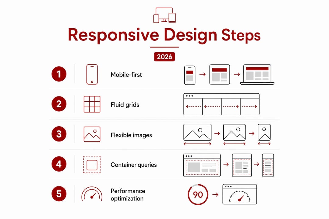 Infographic showing responsive design techniques