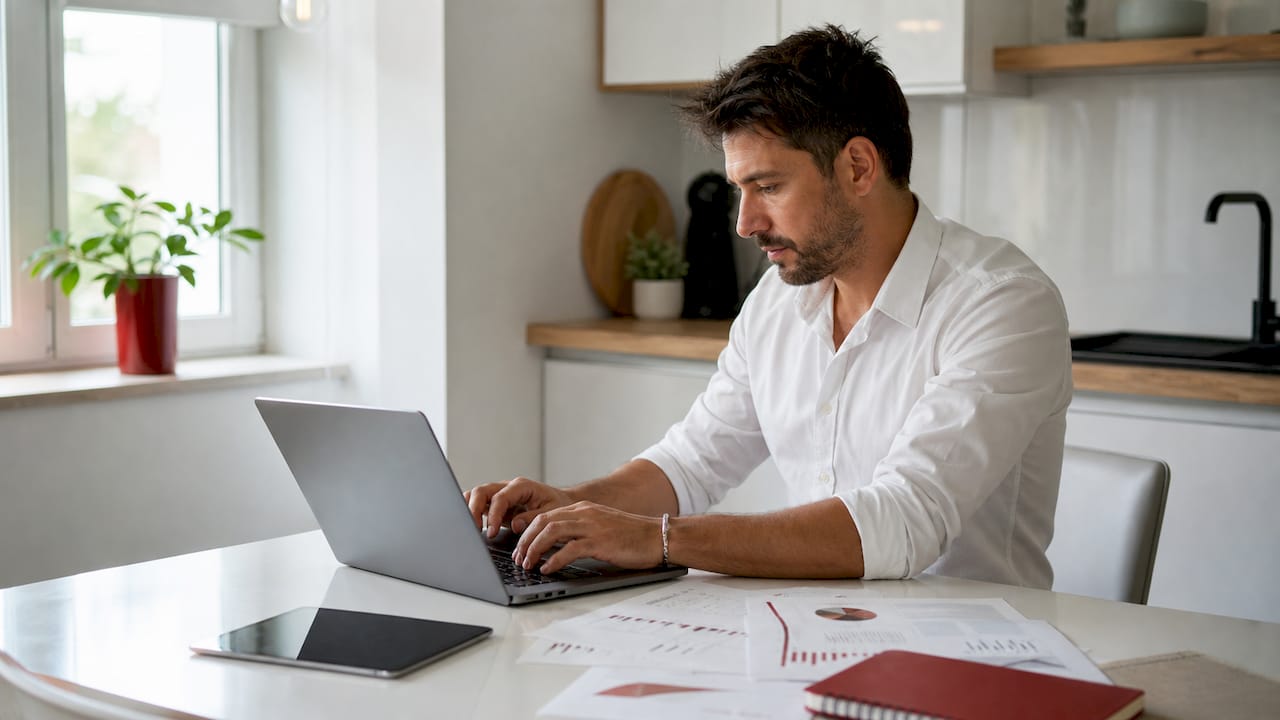 Hands typing at office desk managing downtime