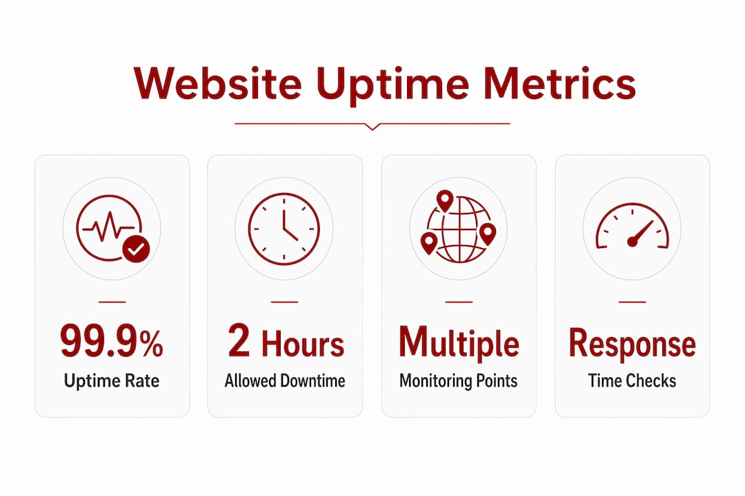 Infographic showing key website uptime monitoring metrics