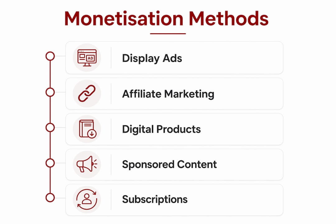 Infographic showing website monetisation methods