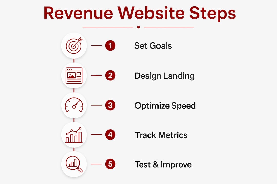 Infographic showing stepwise process for revenue-focused websites
