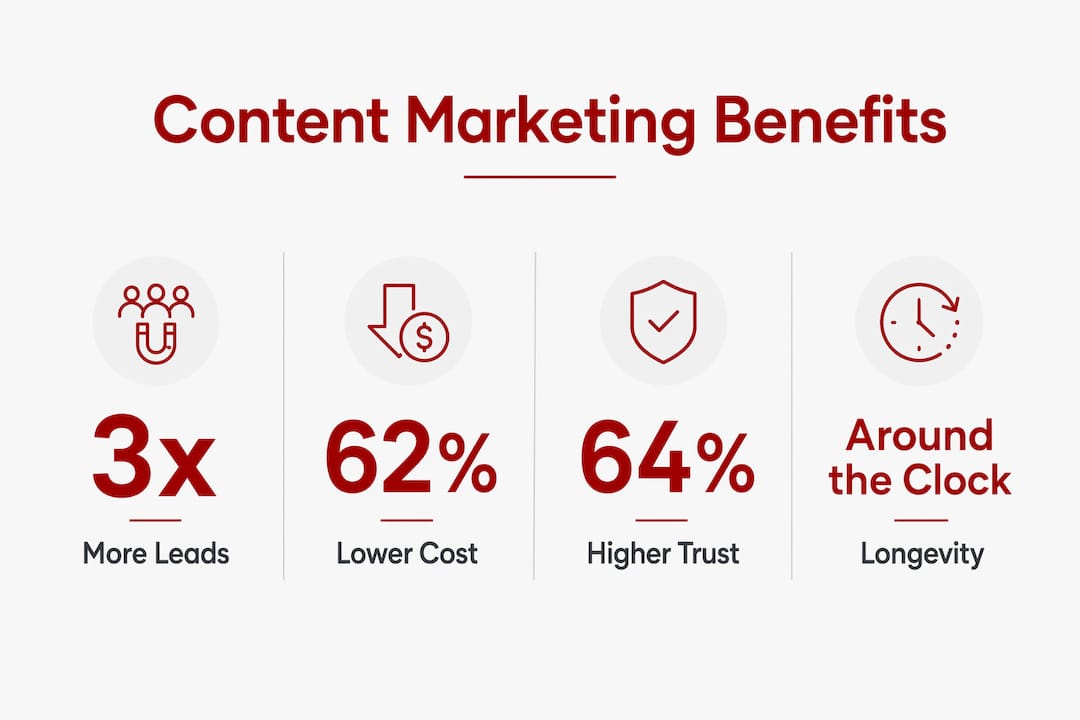 Infographic highlighting key benefits of content marketing