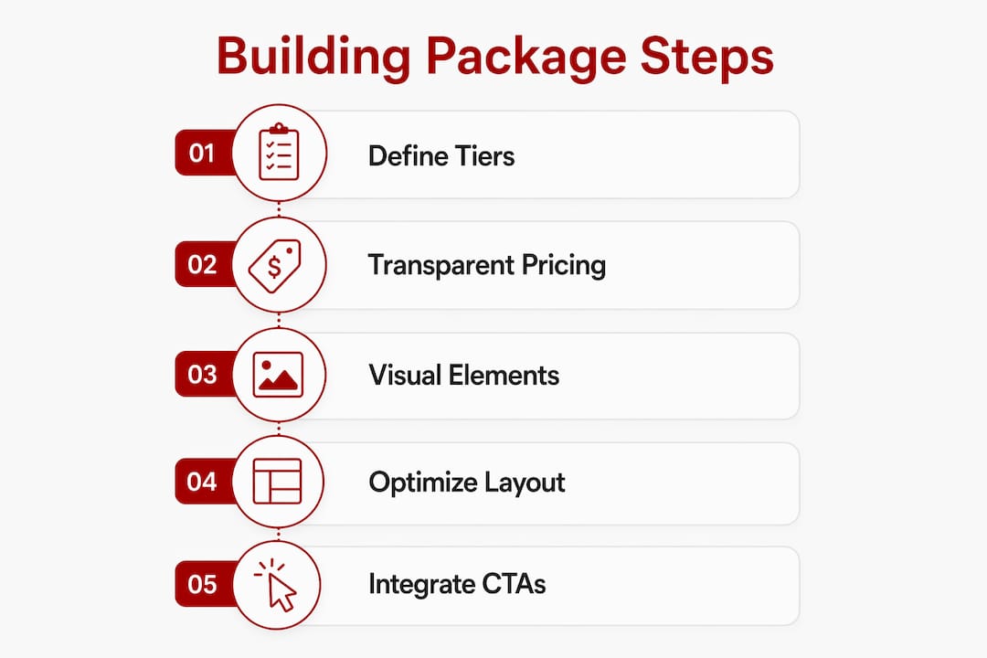 Infographic outlining steps to present building packages effectively