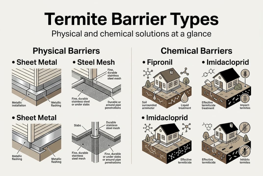 Infographic comparing termite barrier types