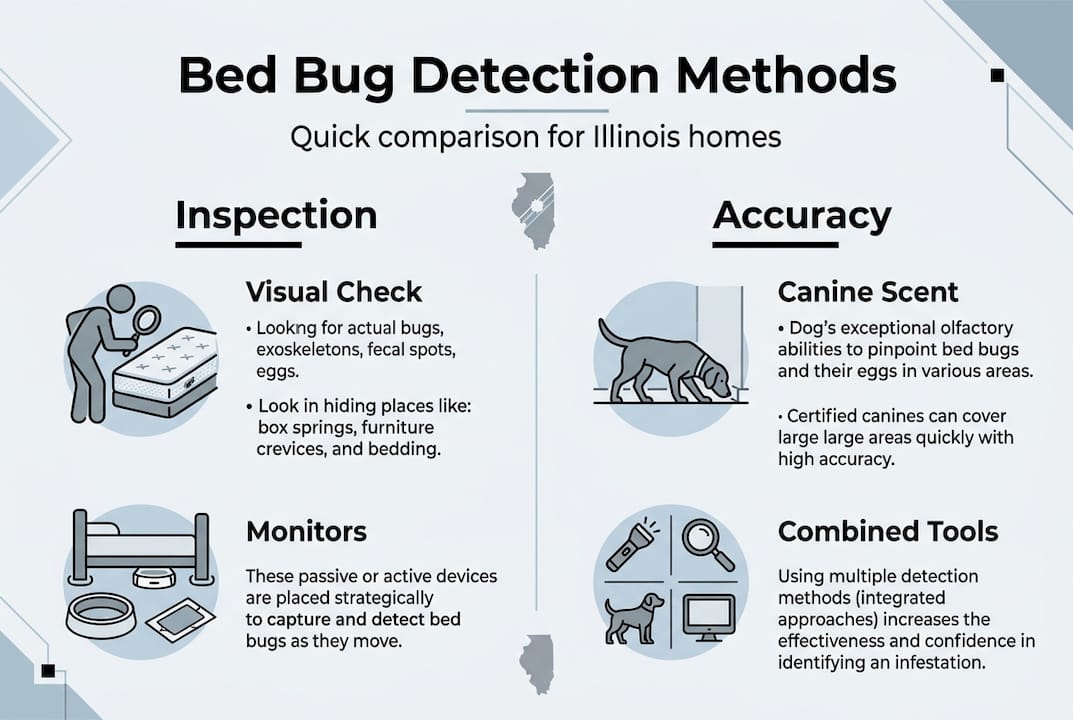 Infographic comparing bed bug detection methods