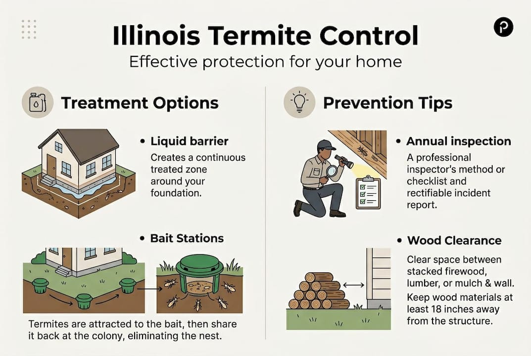 Infographic shows termite treatments and prevention tips