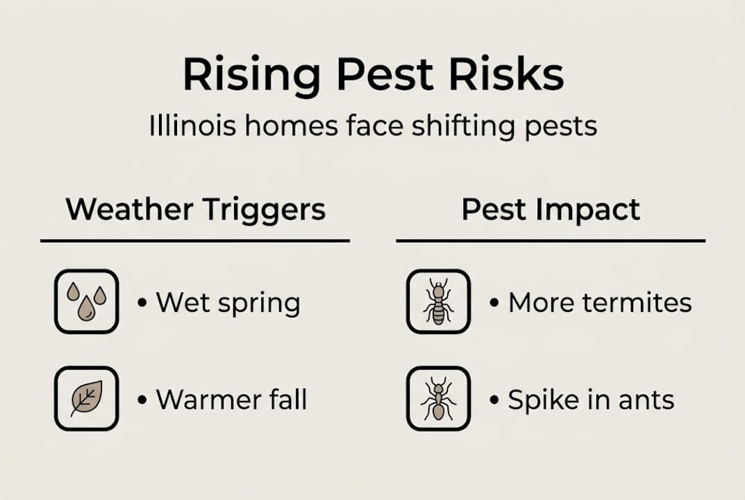Infographic on weather and pest risks in Illinois