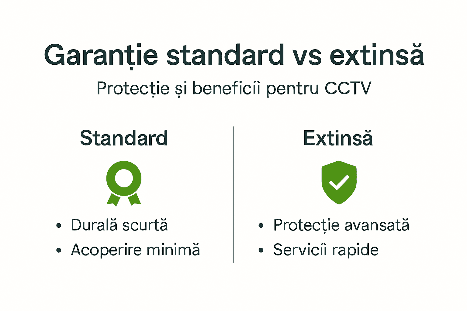 Infografic: Cum se diferențiază garanția standard de cea extinsă pentru sistemele CCTV