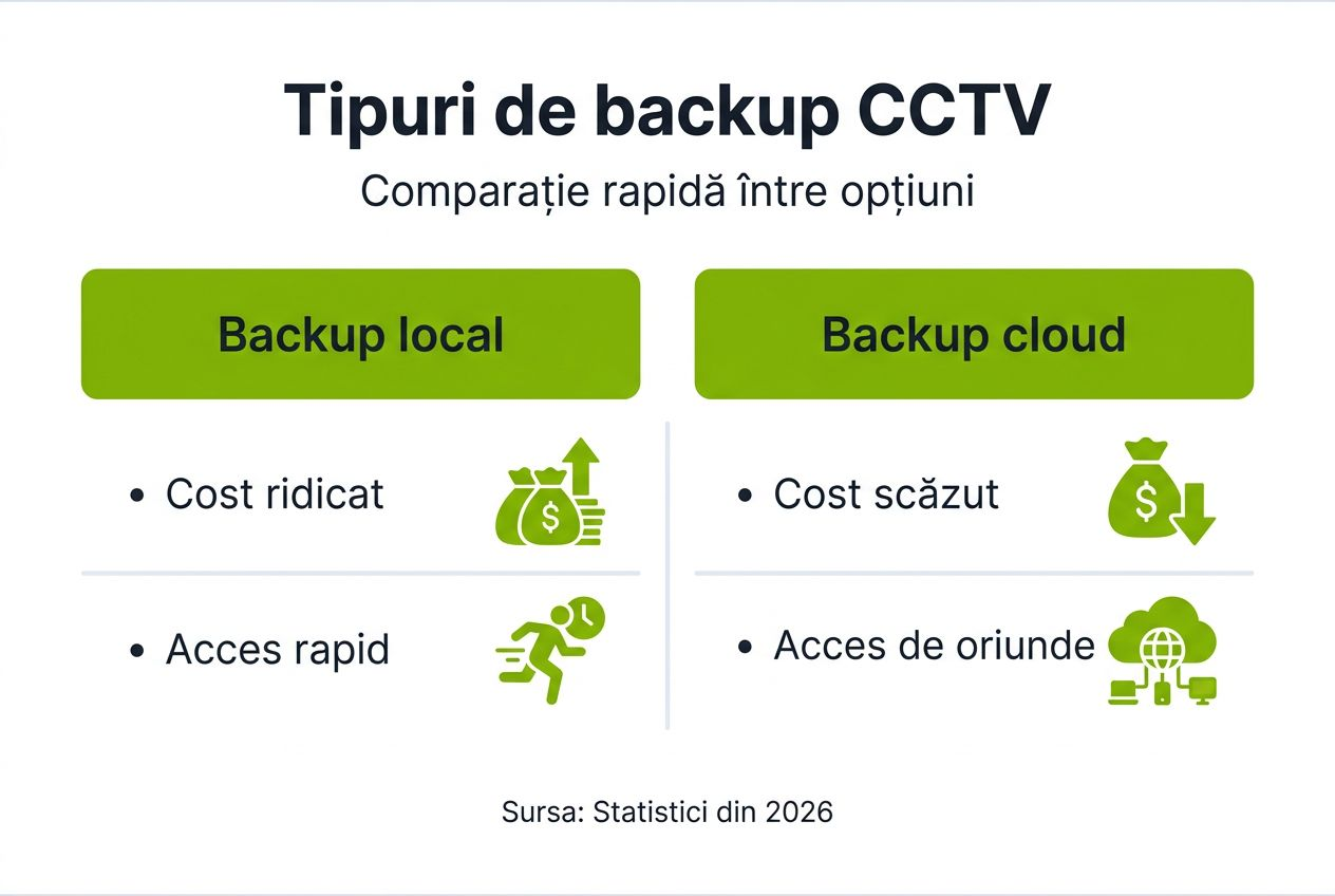 Comparație vizuală a principalelor soluții de backup pentru sistemele CCTV