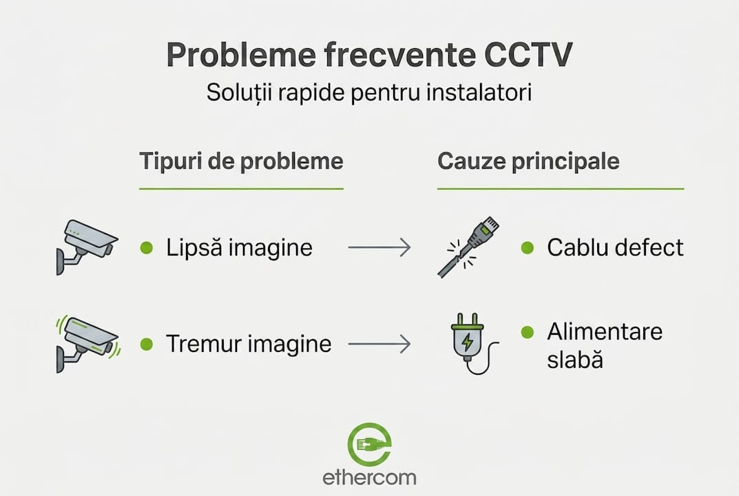 Infografic: cele mai întâlnite probleme la sistemele CCTV și principalele lor cauze