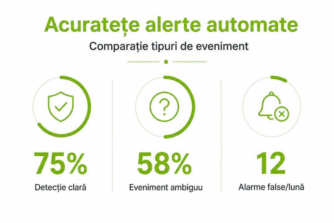 Infografic cu date relevante despre precizia sistemelor de alertare automată