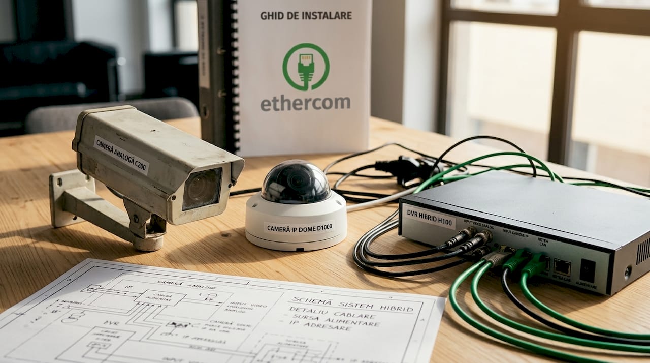 Sisteme de supraveghere cu camere analogice și IP, integrate printr-un DVR hibrid