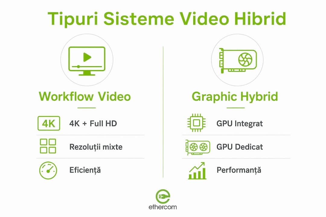 Infografic: comparație între principalele tipuri de sisteme video hibride