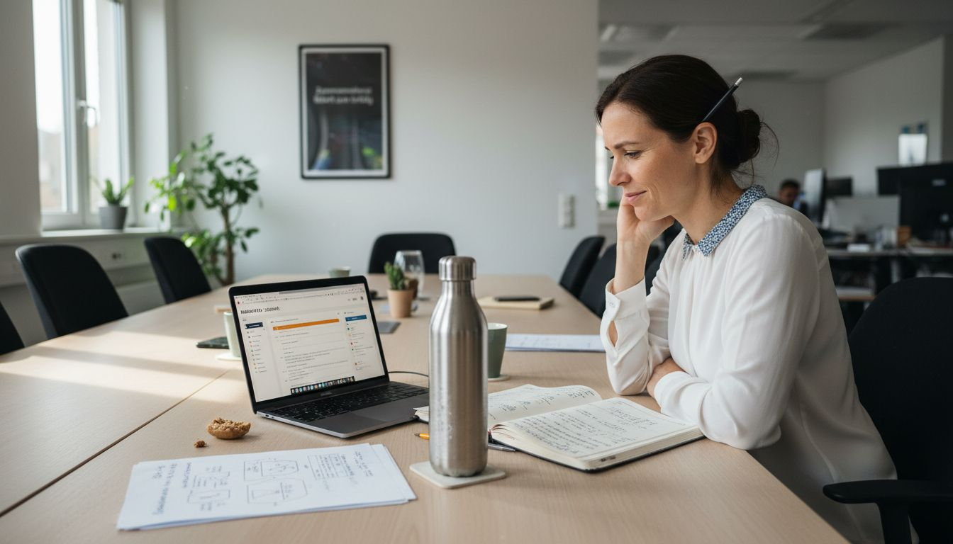 Ein Berater analysiert mit seinem Laptop die Konkurrenzsituation auf Amazon.