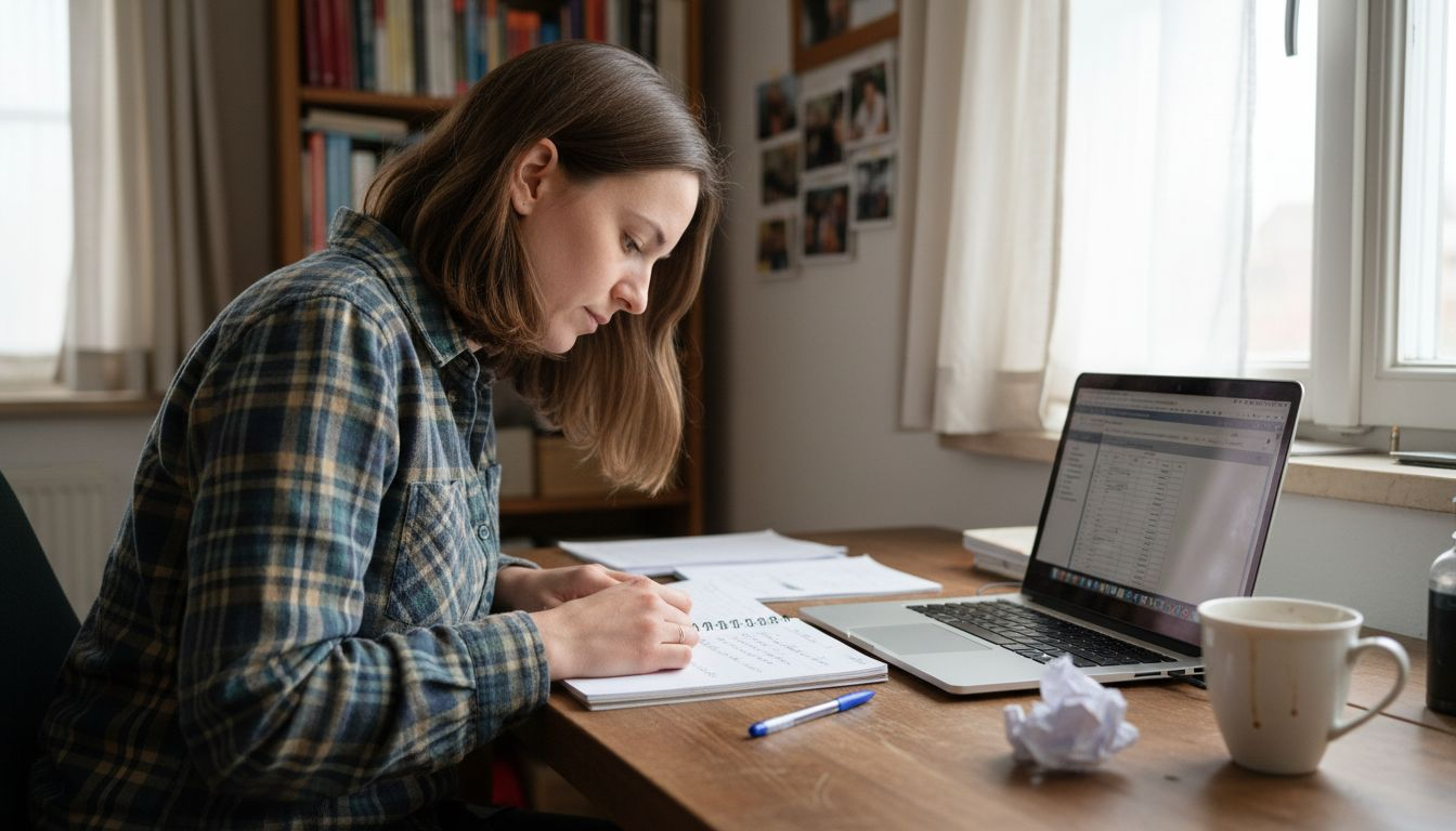 Eine Frau arbeitet konzentriert an ihrem Schreibtisch und feilt an der Optimierung ihres Amazon-Listings.