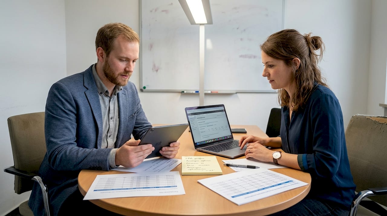 Ein Team sitzt gemeinsam am Tisch und tauscht sich intensiv über die Strategien und Abläufe von Amazon-Werbeauktionen aus.