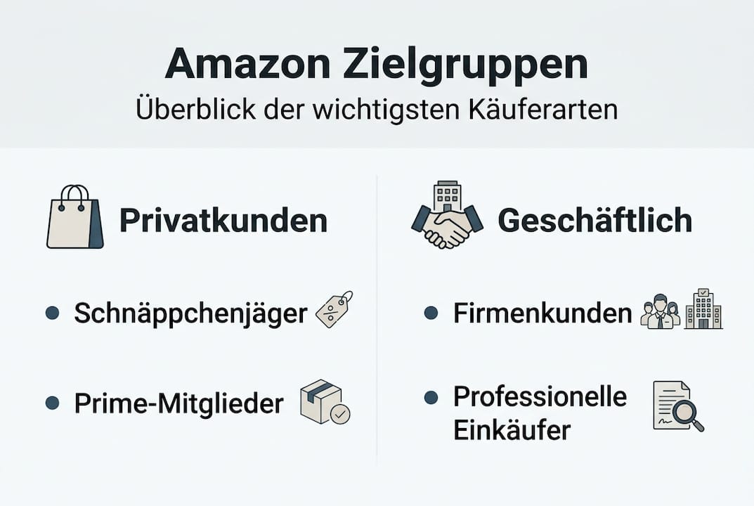 Diese Infografik gibt einen Überblick über die wichtigsten Zielgruppen auf Amazon.