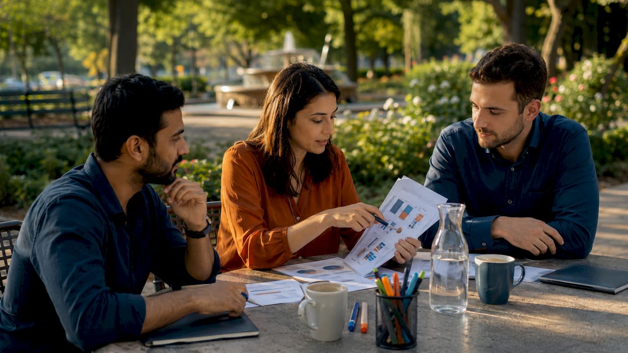 Im Konferenzraum diskutiert das Team aktuelle Strategien für das Amazon-Marketing.