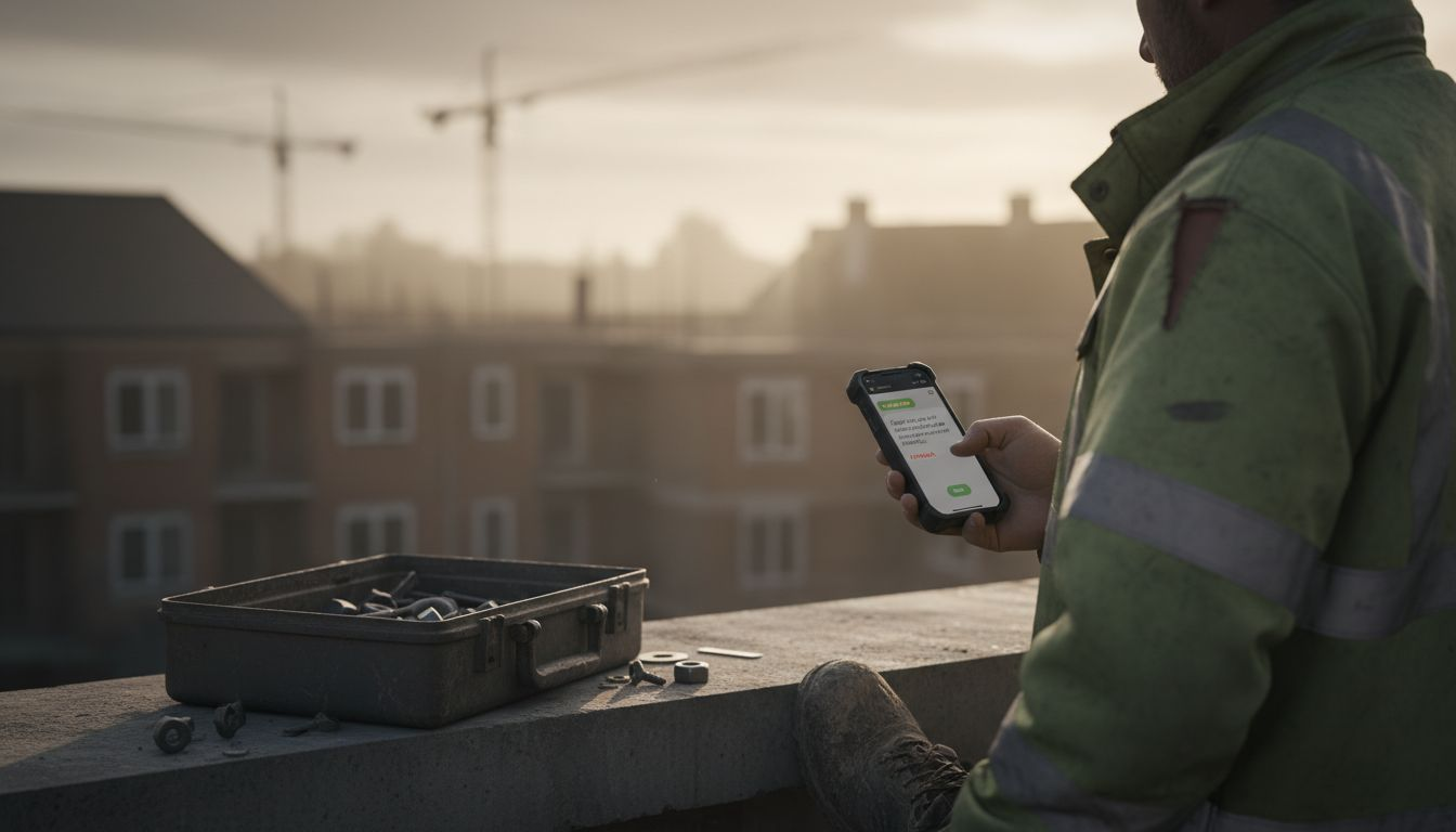 Foreman sending site update via phone