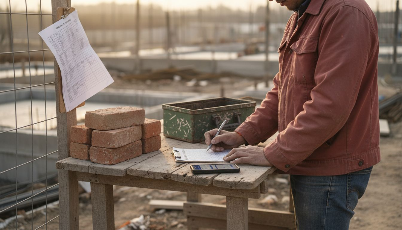 Foreman checking workflow checklist onsite