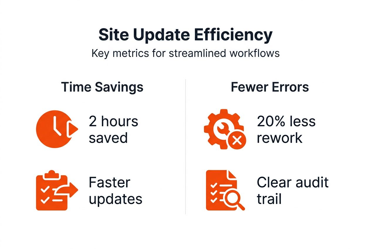 Infographic of site update efficiency metrics
